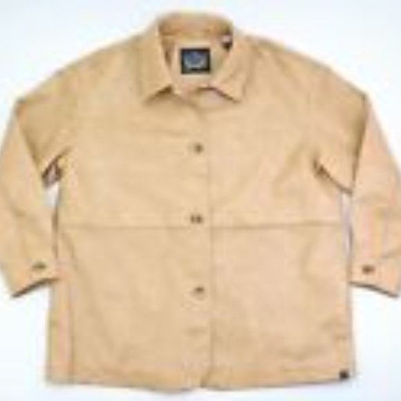 LEVIS Faux Leather Shirt Jacket Tan 90s Grunge Size XL New with Tags - Picture 2 of 5